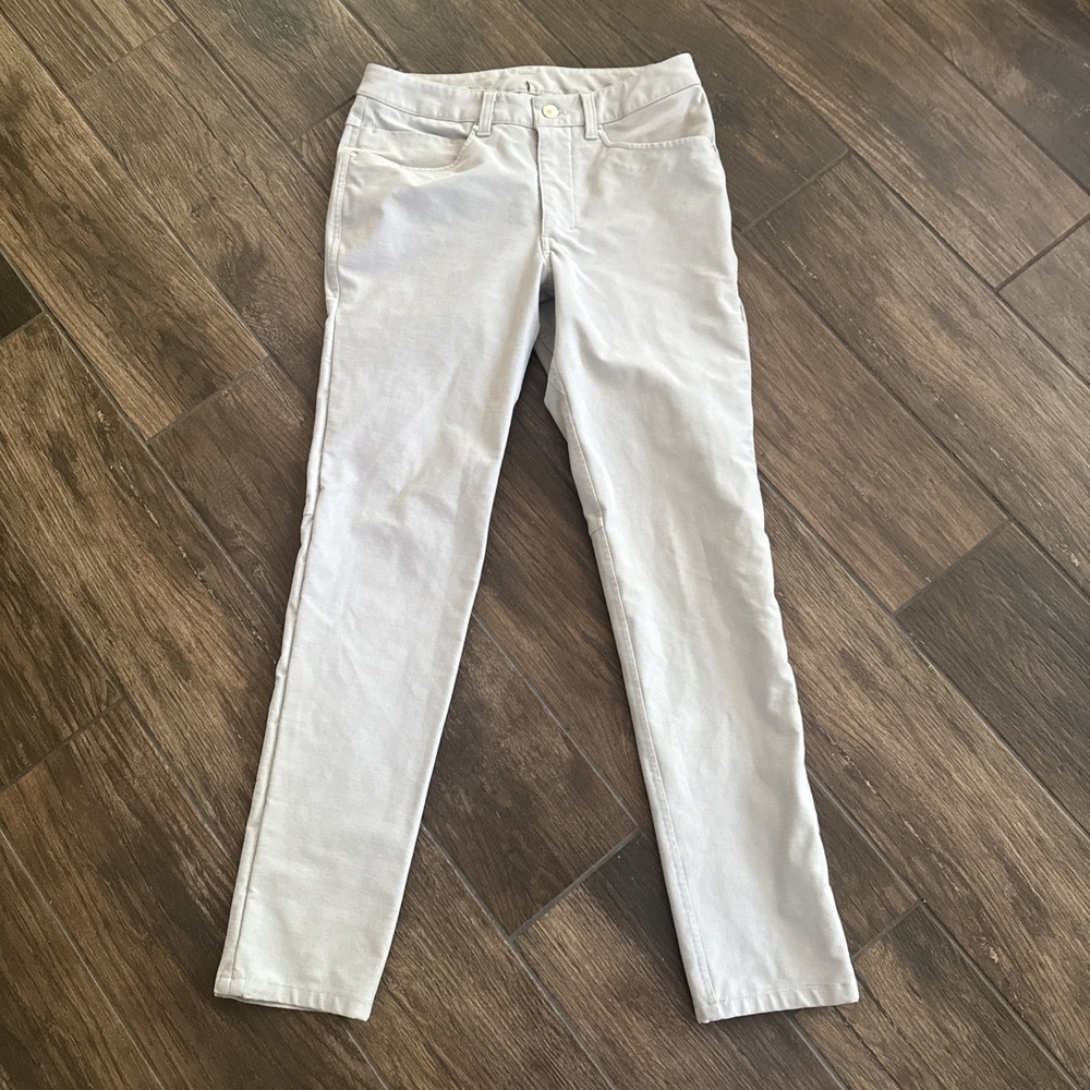Lululemon ABC 5-Pocket Pants Mens 28x29 Slim Fit Stretch Light Gray